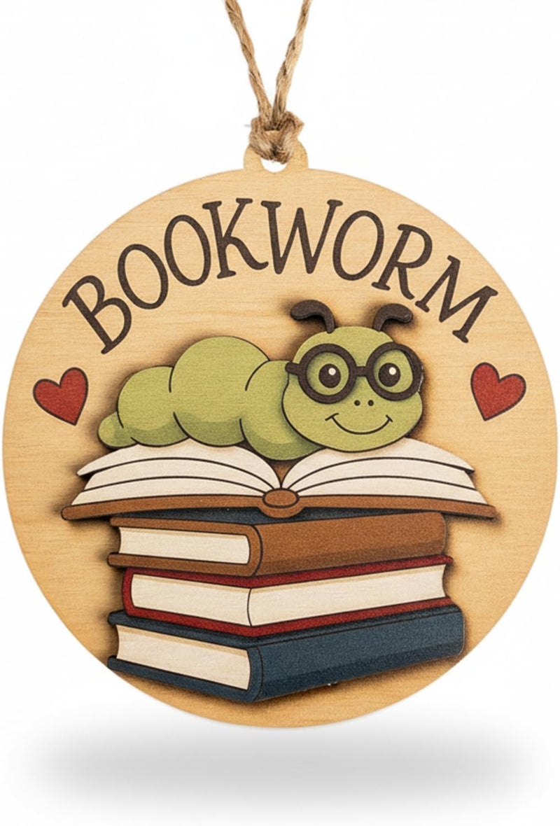 NELXI Bookworm Gifts for Women, Funny Christmas Ornaments, Unique Book Ornament, Holiday Book Lover Christmas Ornaments, Reading Club Gifts for Women, Librarian Present, Literary Decor Keepsake, Cozy Accent - Image 1